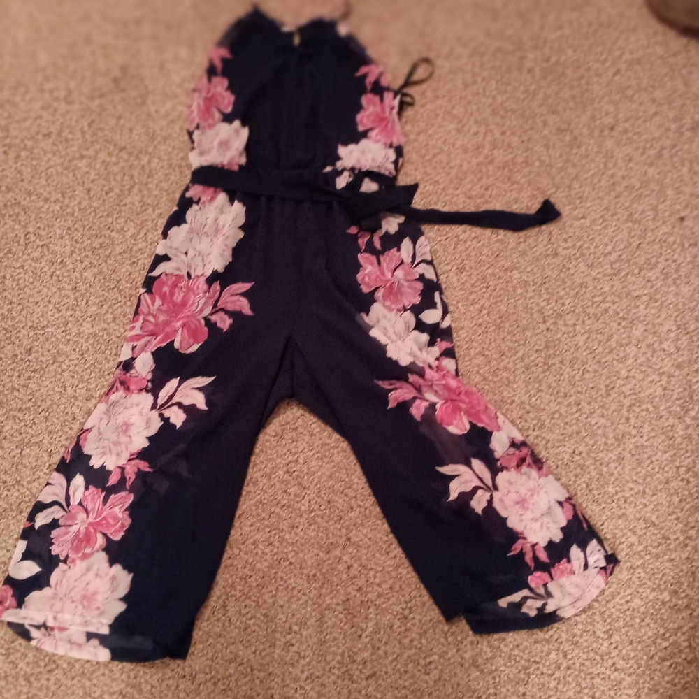 Girls MyMichelle Girls Sleeveless Jumpsuit navy floral size XL